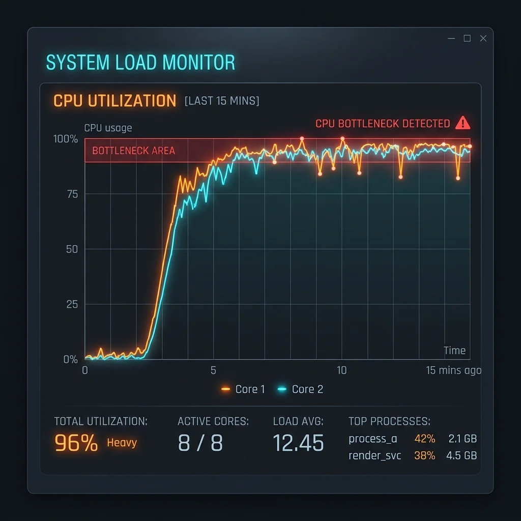 Technical CPU utilization graph for the RAGE engine