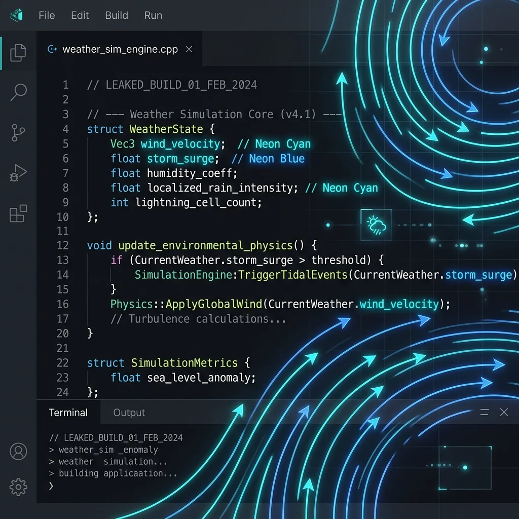 Leaked weather simulation code and wind vectors