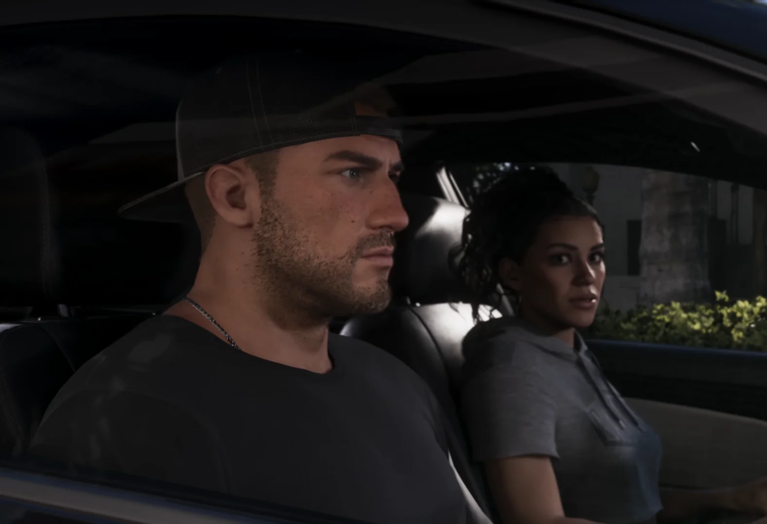 Jason and Lucia interacting in a tense narrative moment