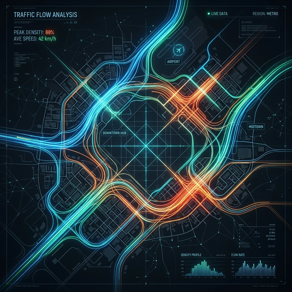 Abstract data visualization of traffic flow