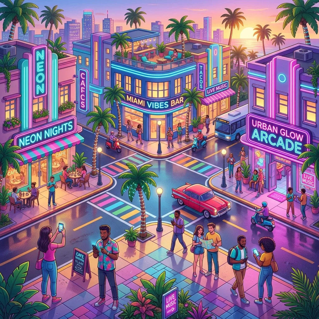 An NPC streaming live on a phone in a bustling Vice City street